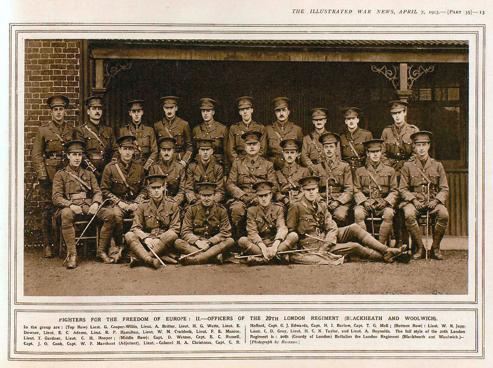 Officers of 20th Battalion, London Regiment (Blackheath and Woolwich"